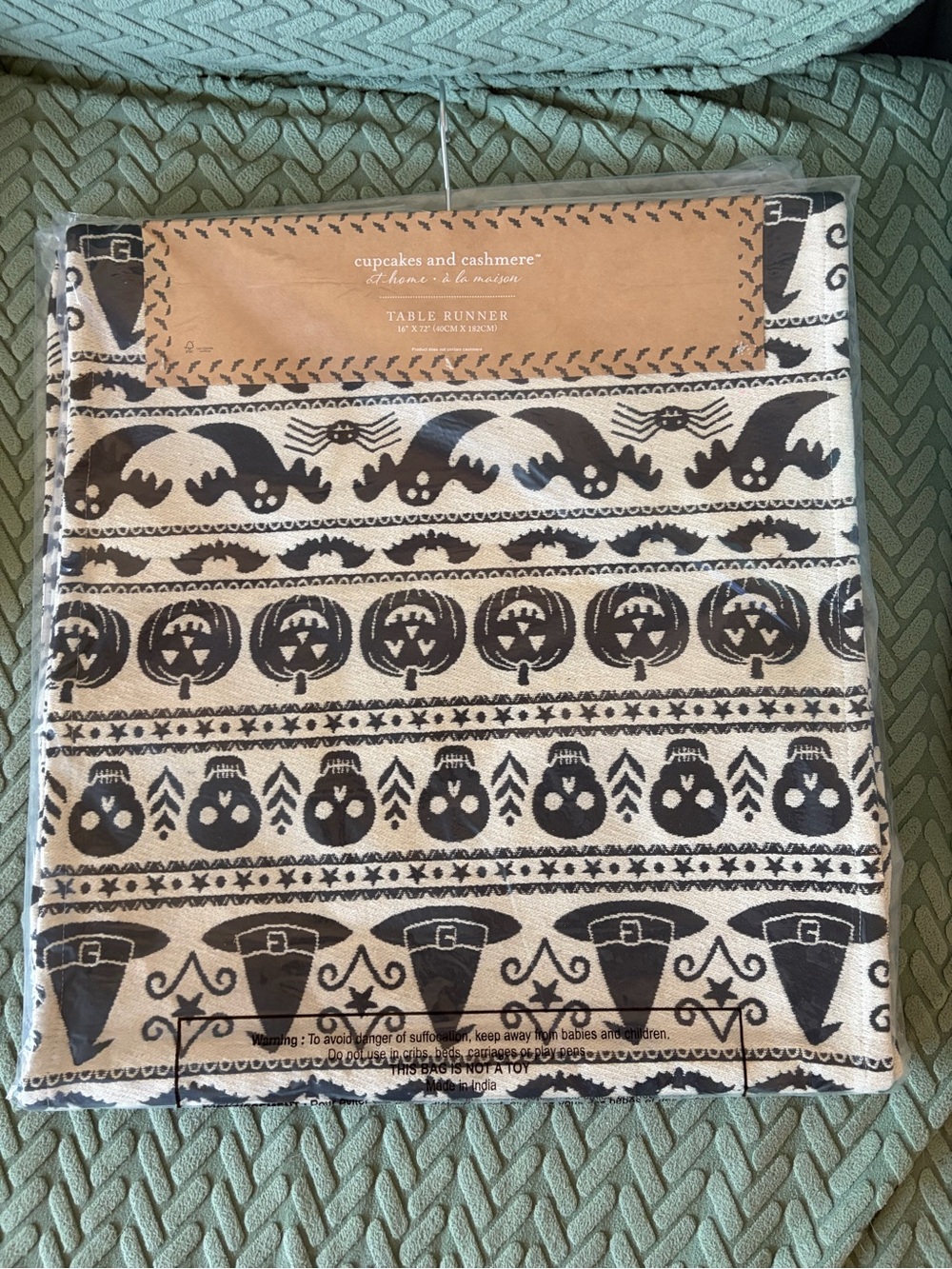 Cupcakes and Cashmere Black & Cream Halloween Table Runner